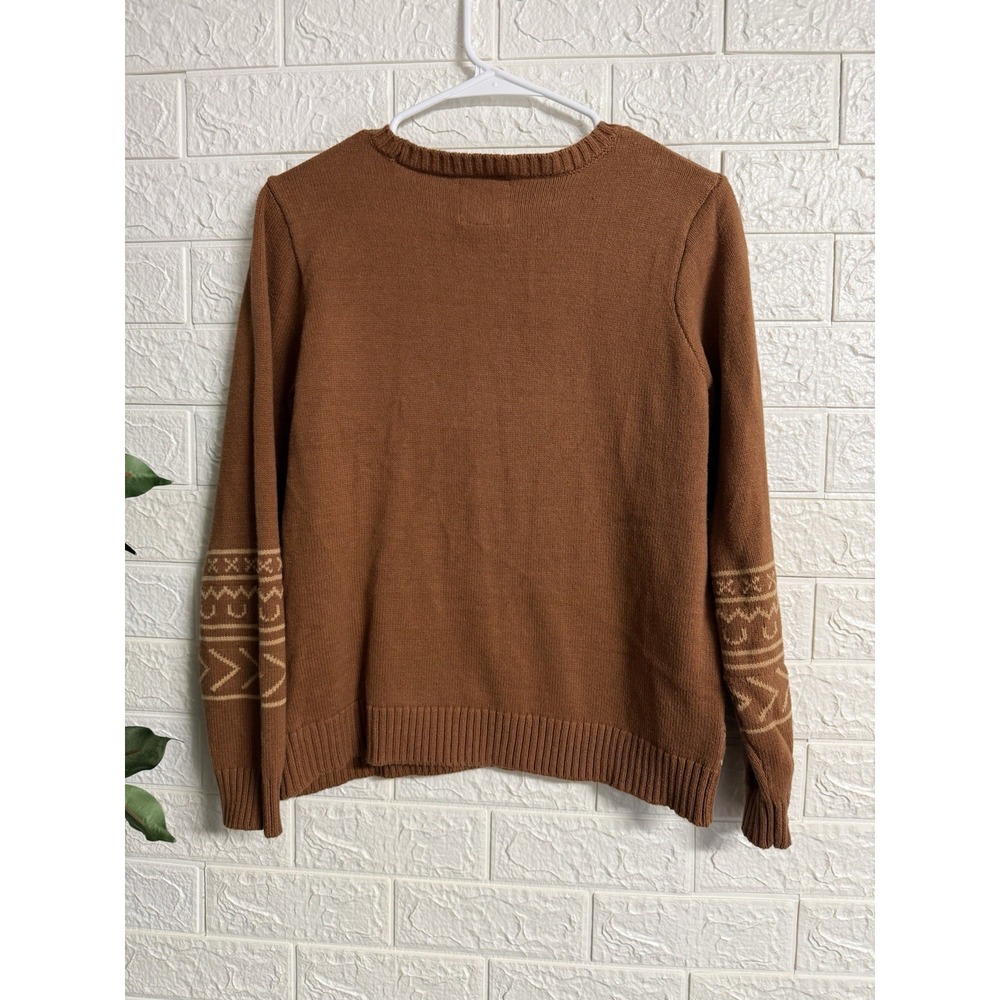 Cotton & Rye Outfitters Womens L Longhorn Skull Sweater Brown & Tan Western - Picture 3 of 9